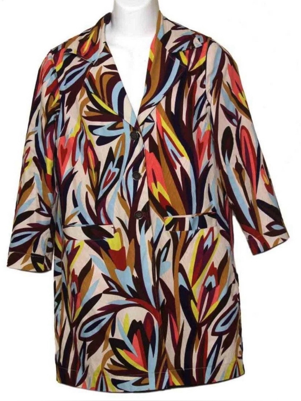 Missoni for Target Abstract Print Trench Coat — Coral, Burgundy & Yellow Accent